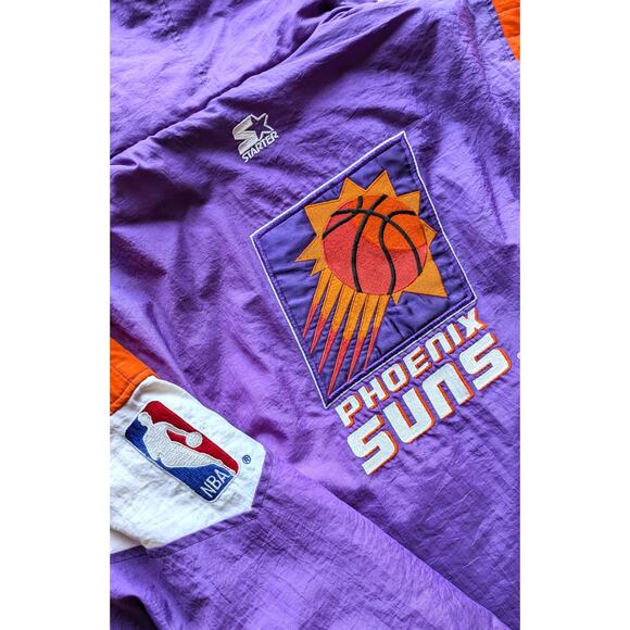 Phoenix Suns 90s STARTER puffer 1/2 jacket L purple orange NBA vintage - Picture 5 of 5